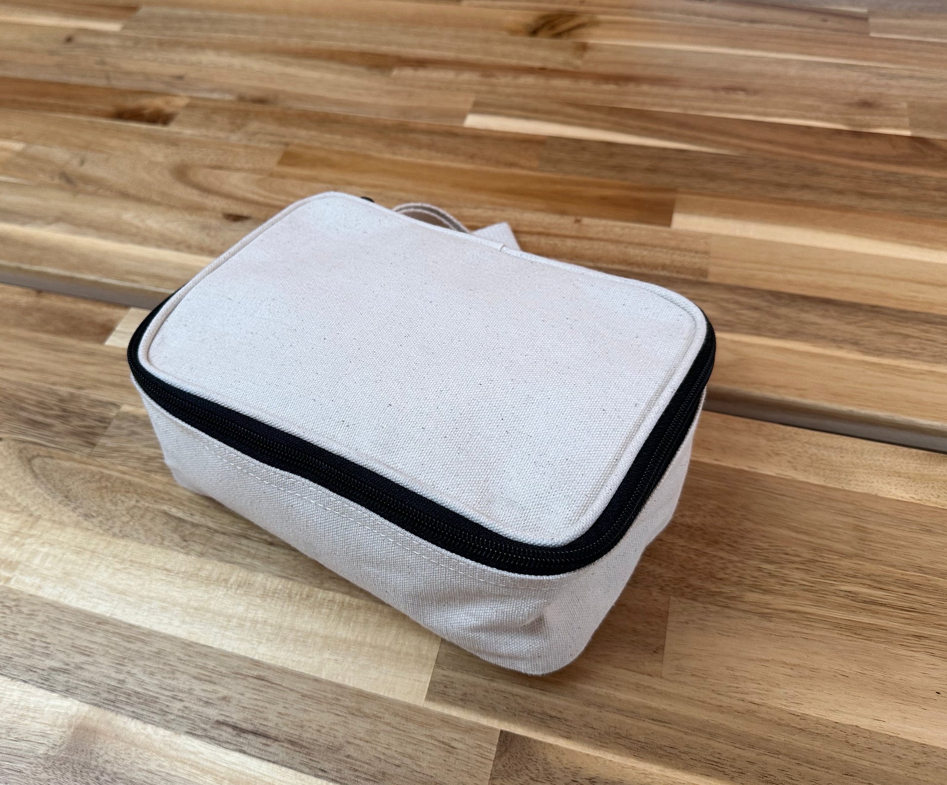 Logo printed canvas toiletry bag, custom promotional pouch