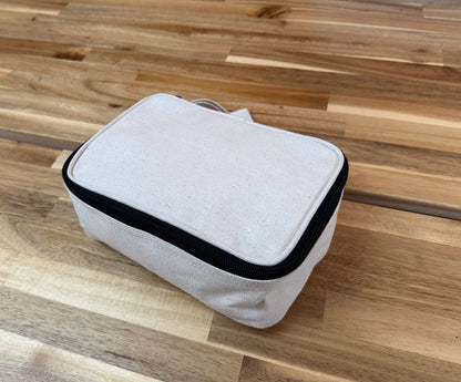 Logo printed canvas toiletry bag, custom promotional pouch
