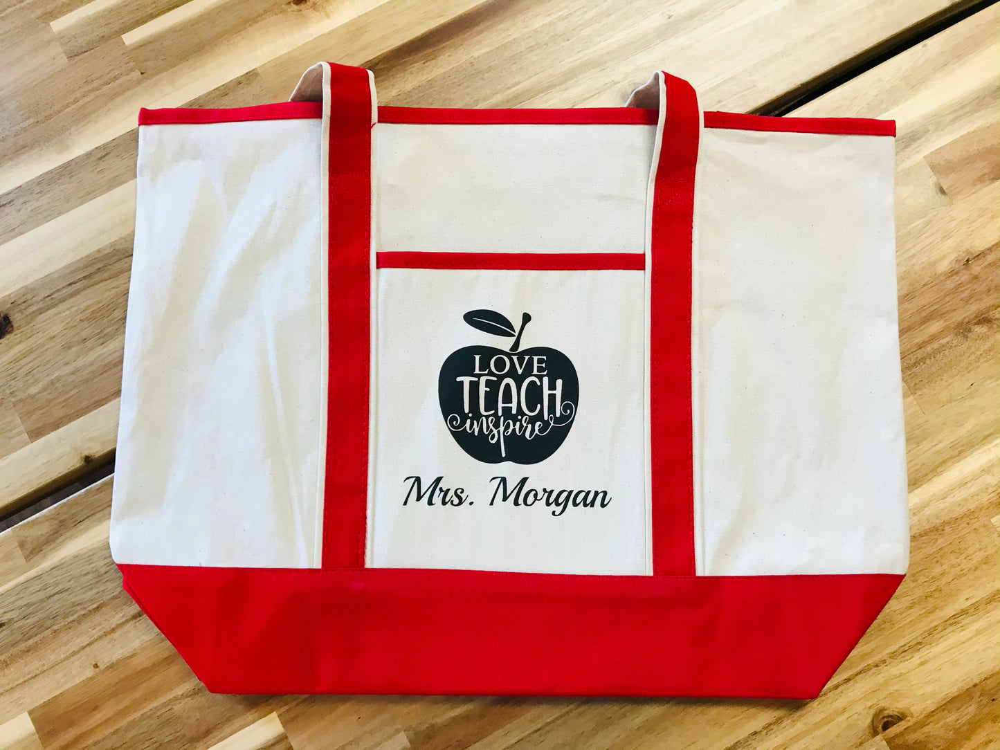 Reusable custom printed tote bag for teachers
