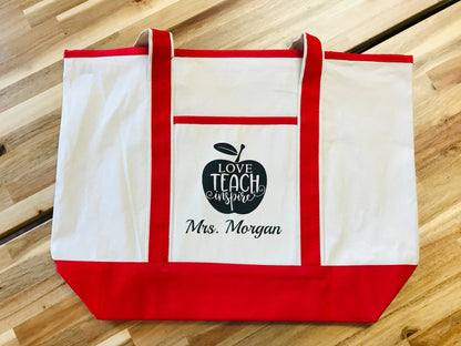 Reusable custom printed tote bag for teachers
