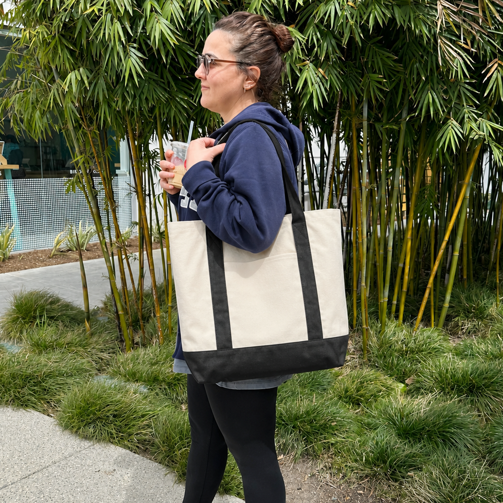 Stylish Canvas Tote Bag with Custom Logo Print
