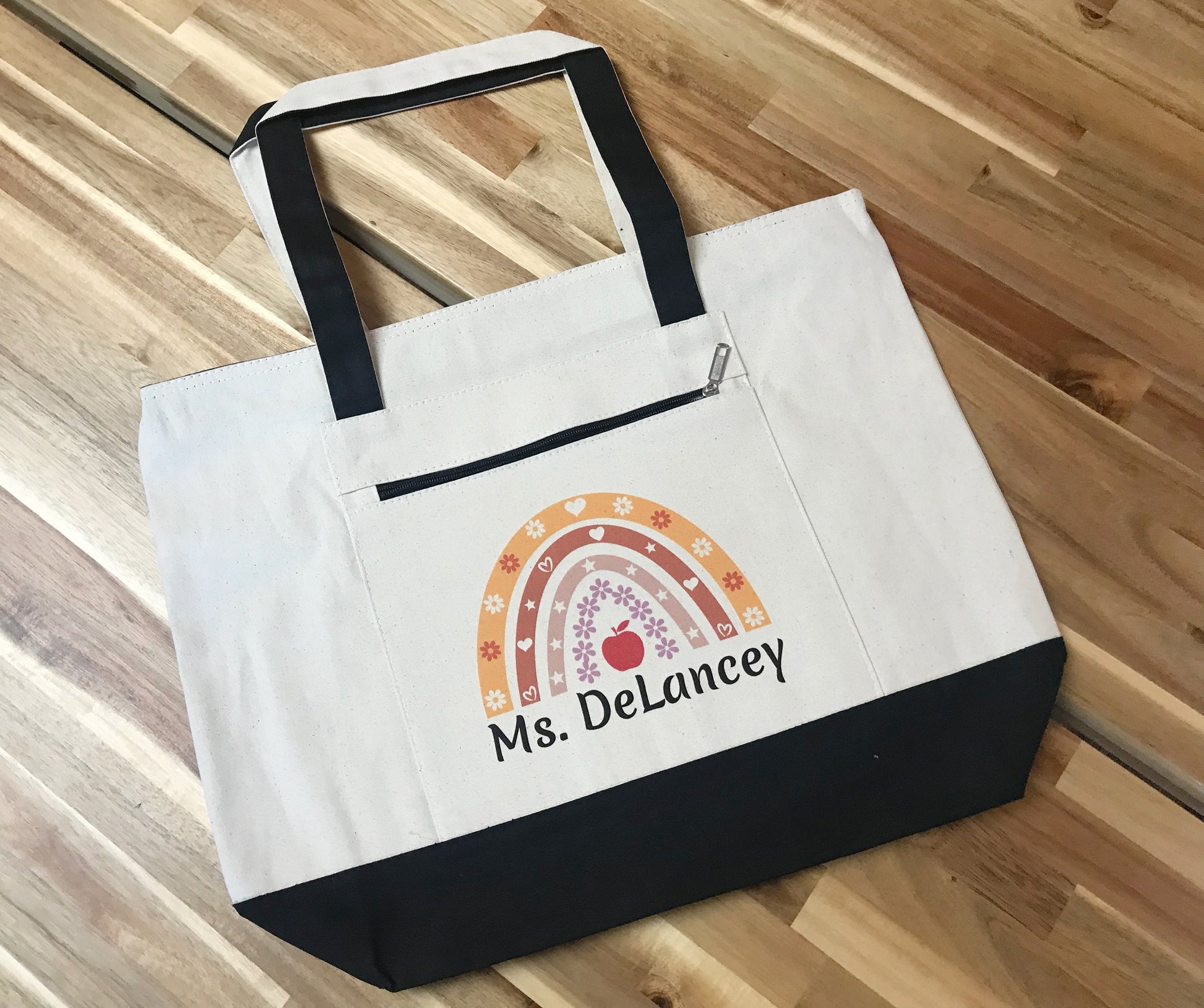 Teacher tote bag with high-quality custom printing
