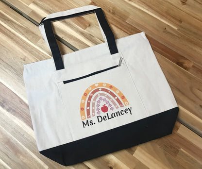 Teacher tote bag with high-quality custom printing
