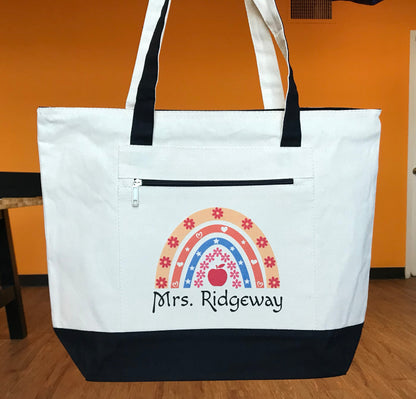 Teacher tote bag with unique custom design

