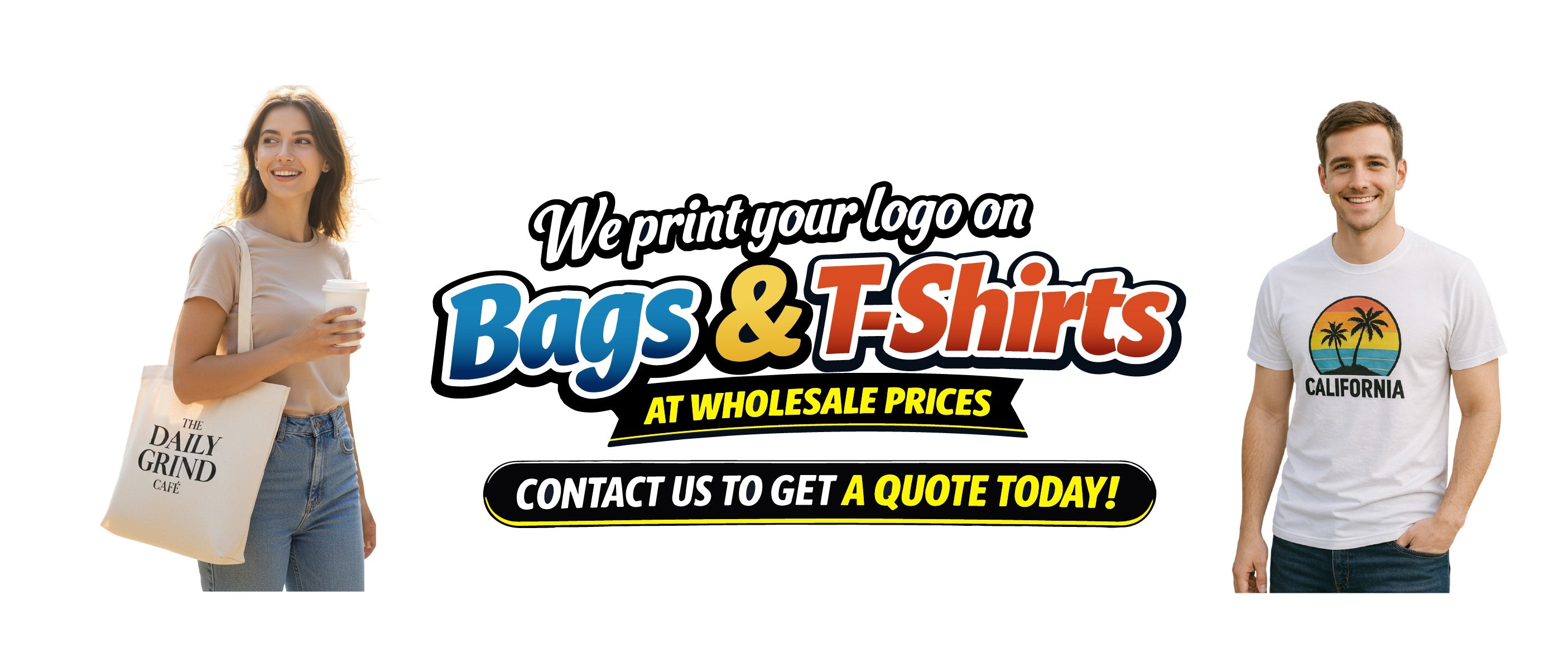 Wholesale Custom Printed Canvas Tote Bags and T-shirts with Logo