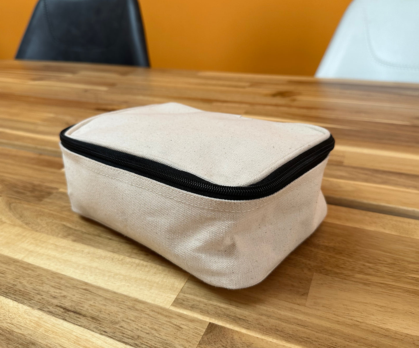 Zippered canvas toiletry bag for travel, promotional giveaway
