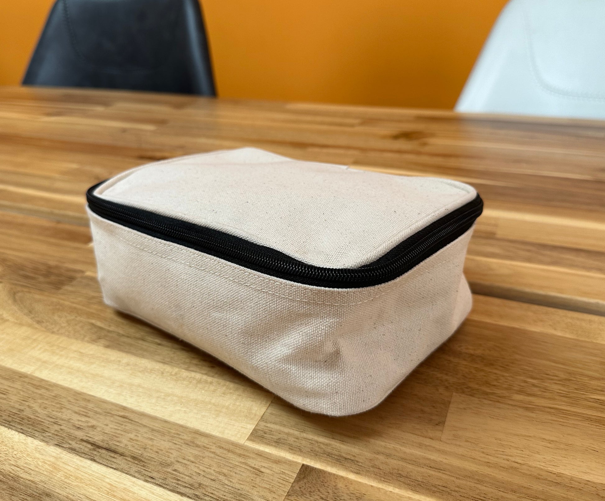 Zippered canvas toiletry bag for travel, promotional giveaway