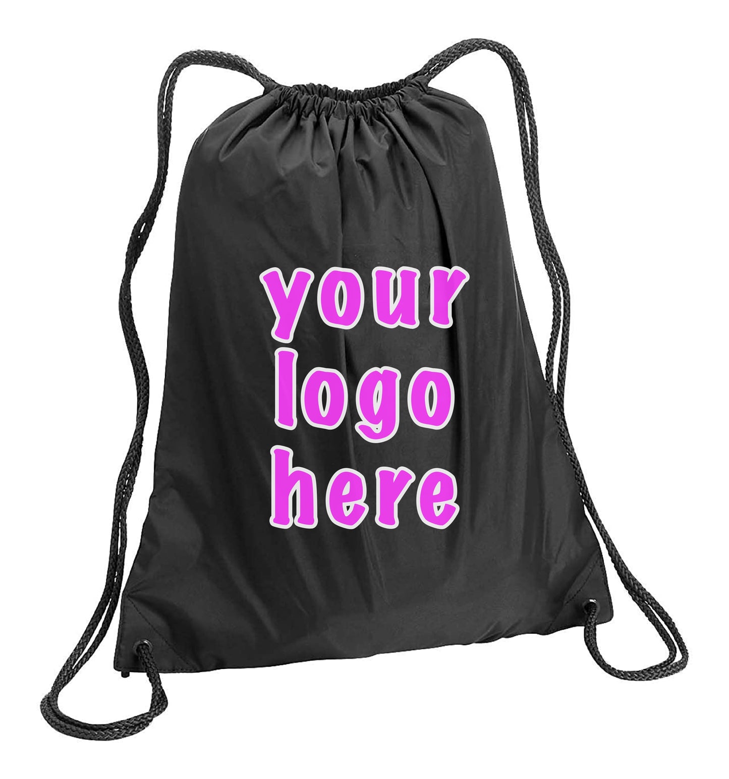 Black Color Custom Printed Drawstring Backpacks