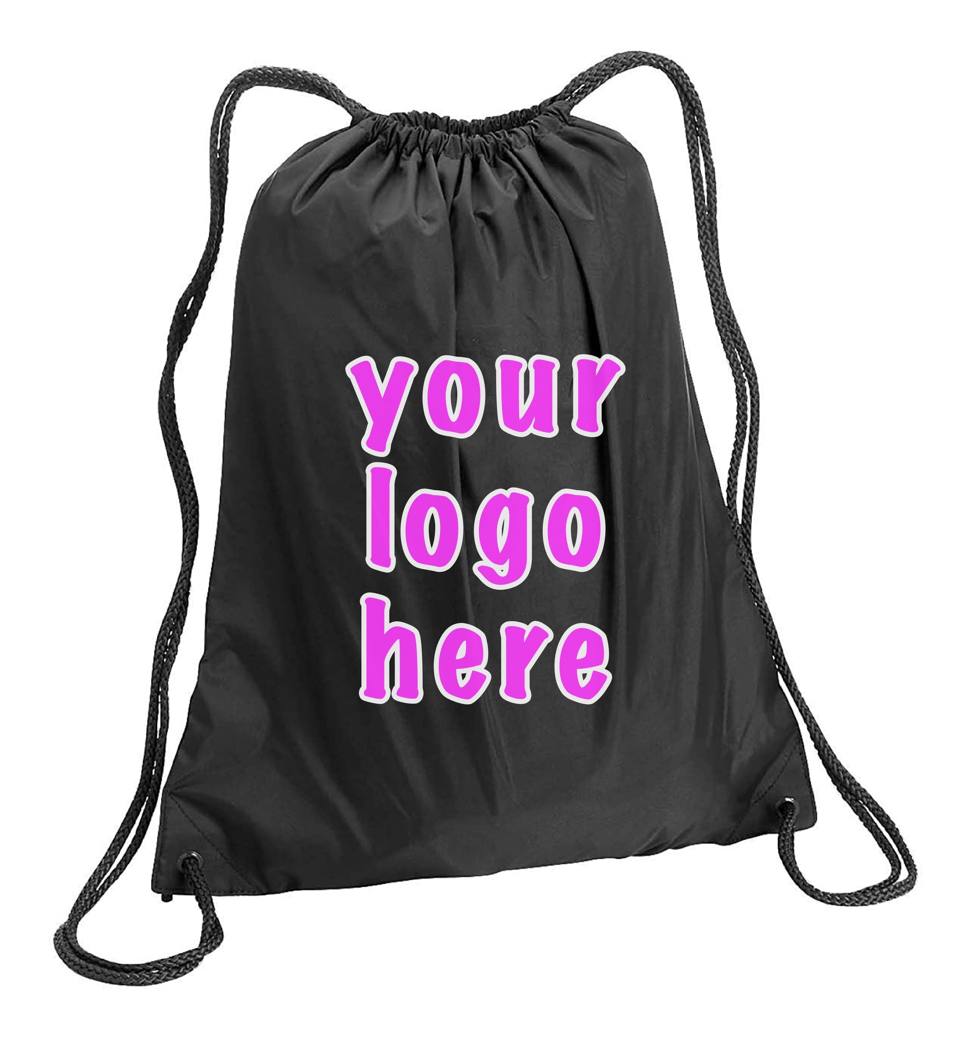 Black Color Custom Printed Drawstring Backpacks
