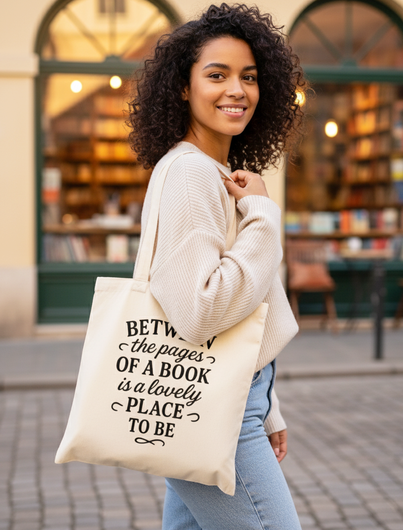 Bookstore Canvas Tote Bag with Literary Quote