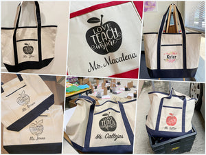 Custom Personalized Canvas Tote Bags for Teacher Gift
