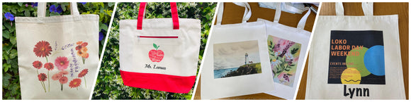 Custom Printed Canvas Cotton Tote Bags with Photo, Logo. Personalized Reusable Shopping Grocery Totes
