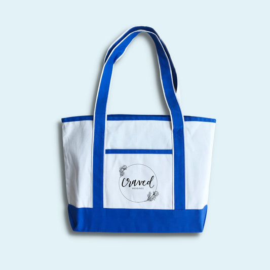 Heavy Duty Medium Size Canvas Tote Bag with Colored Handles
