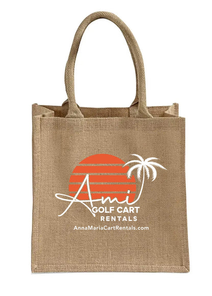 Custom Printed Jute Tote Bags with 2 Colors Logo