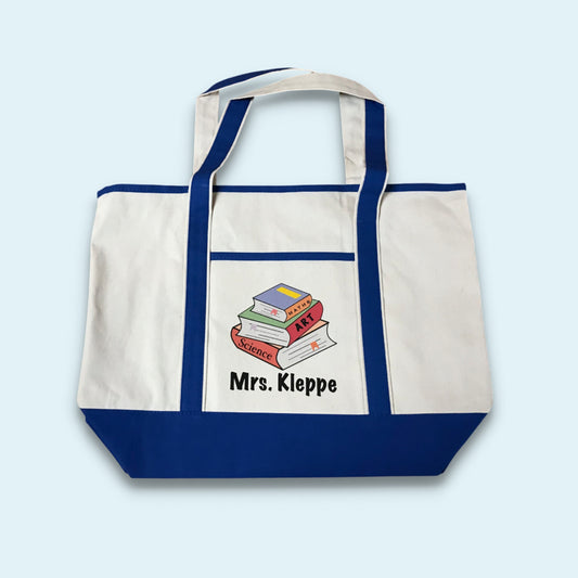 Heavy Duty Large Canvas Tote Bag with Colored Handles