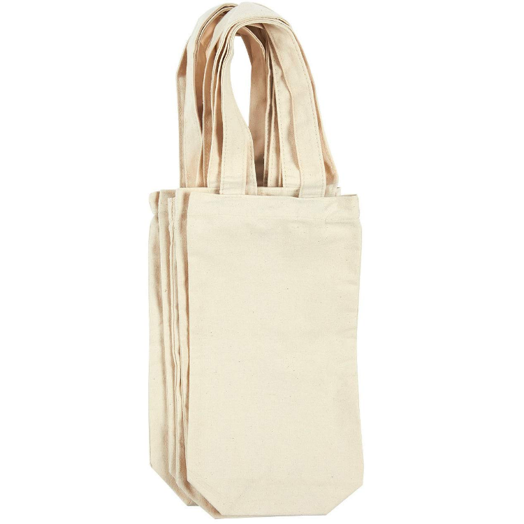 6 Pack Canvas Wine Bags, Wine Carrying Bags