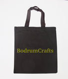 Black Color Wholesale Heavy Duty Plain Canvas Tote Bags, Flat, Standard Size