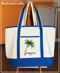 Custom Printed Large Size Deluxe Heavy Duty Canvas Leisure Shoulder Tote Bags