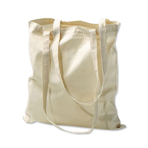 Long Handle Natural Cotton Tote Bags, Flat, TBG01 (15" x 16")