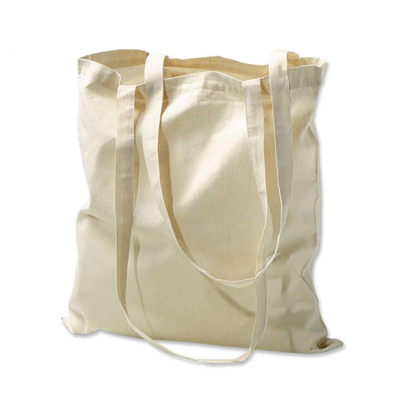 Long Handle Natural Cotton Tote Bags, Flat, TBG01 (15