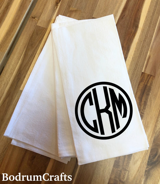 Farmhouse Monogrammed Flour Sack Tea Towels for Perfect Housewarming Gift, Bridesmaid, Bridal Party Gift or Kitchen Decoration