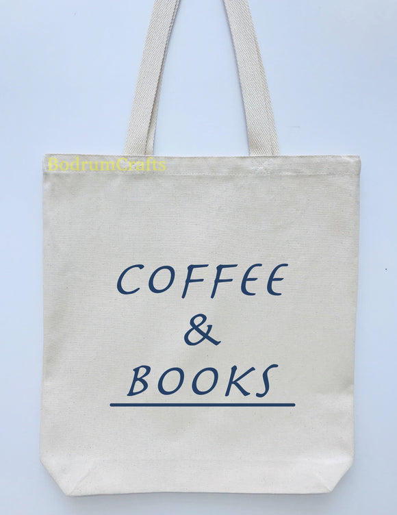 Coffee Design Printed Canvas Tote Bag Personalized, 