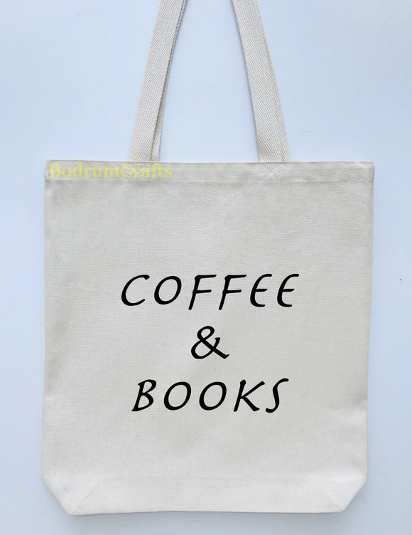 Coffee Design Printed Canvas Tote Bag, 