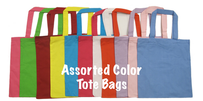 wholesale canvas cotton tote bags in bulk in assorted mix color