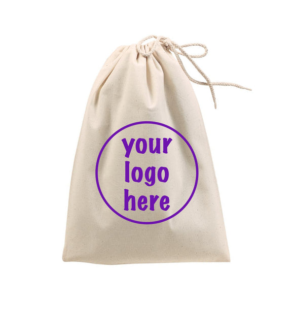 Custom Printed Cotton Drawstring Bags Wholesale with Logo