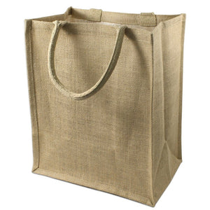 (6 Bottles) Natural Jute Wine Tote With Dividers