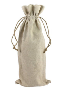 Natural Linen Wine Bags With Drawstrings - 12 Pack