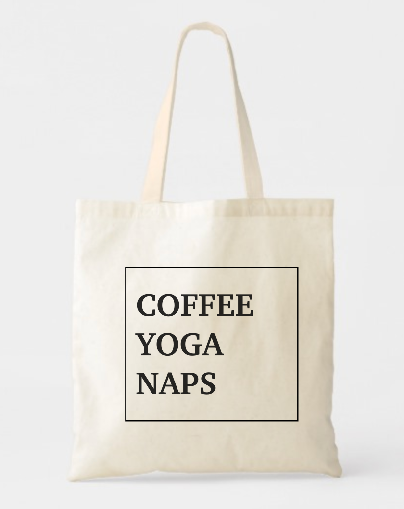Coffee Yoga Naps Canvas Cotton Tote Bag