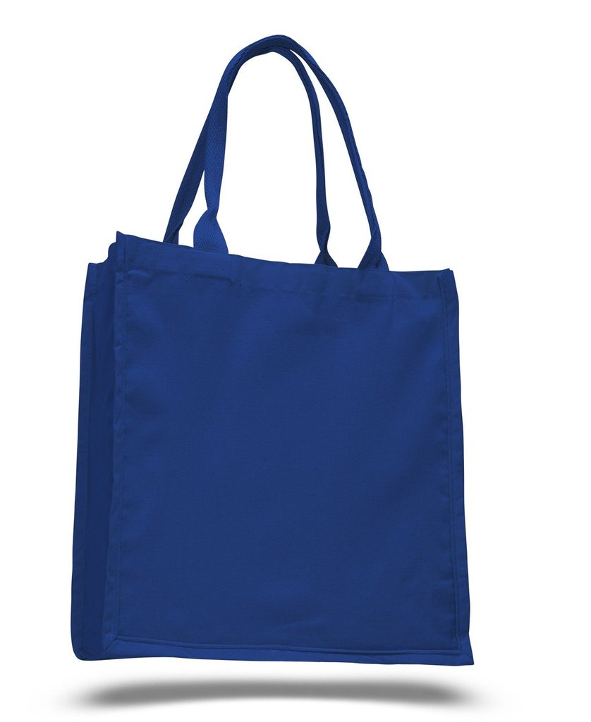 Dark Blue Wide-Bottom Cotton Tote Bags.