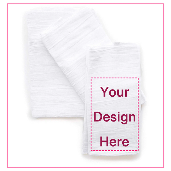 Custom Personalized Plain Flour Sack Dish Towels, Screen Print, Digital Print