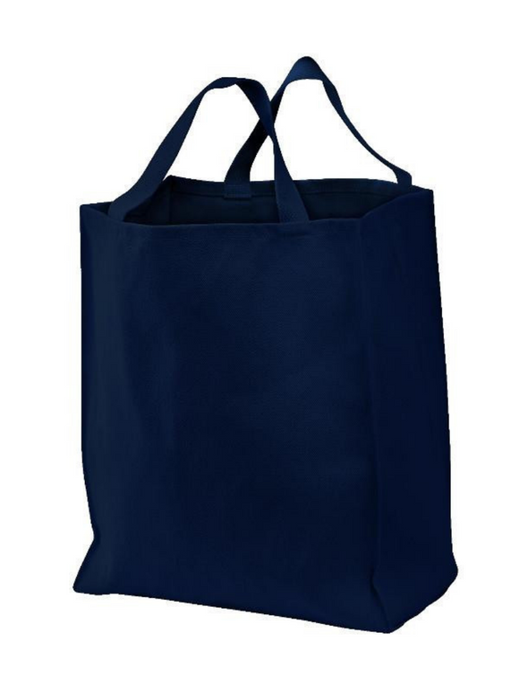 Heavy Duty Canvas Grocery Tote Bags with Short Handles, Navy Color