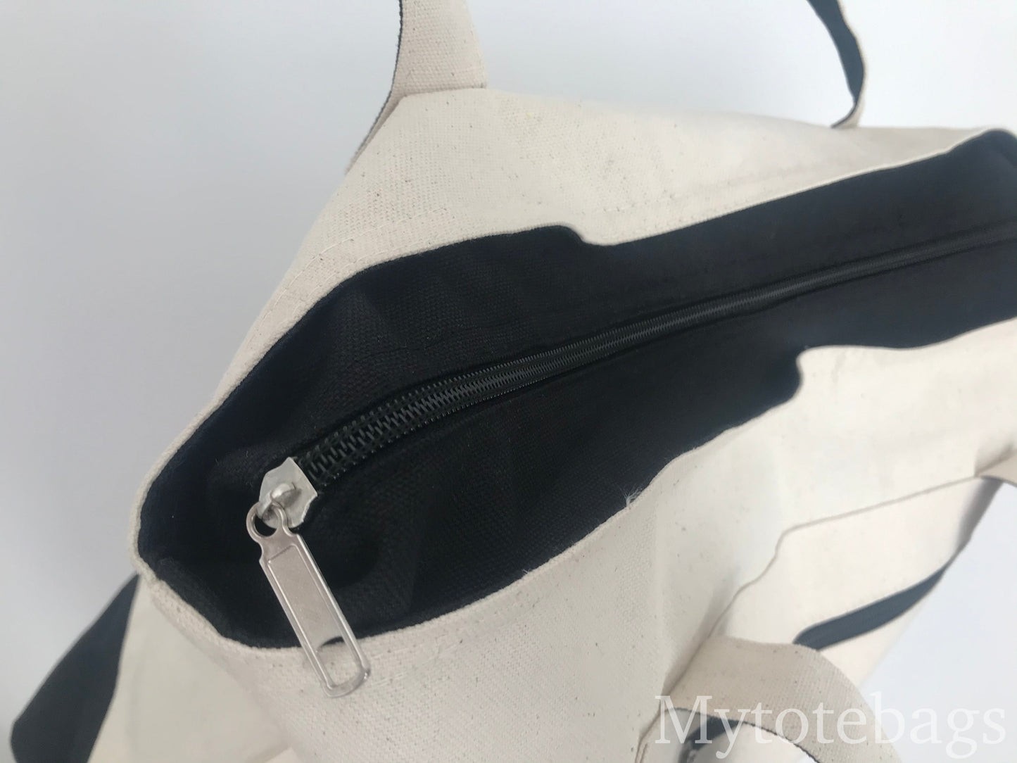 shopping market farmer Everyday Heavy Canvas Zipper Tote Bags, Front Pocket, mytotebags black color