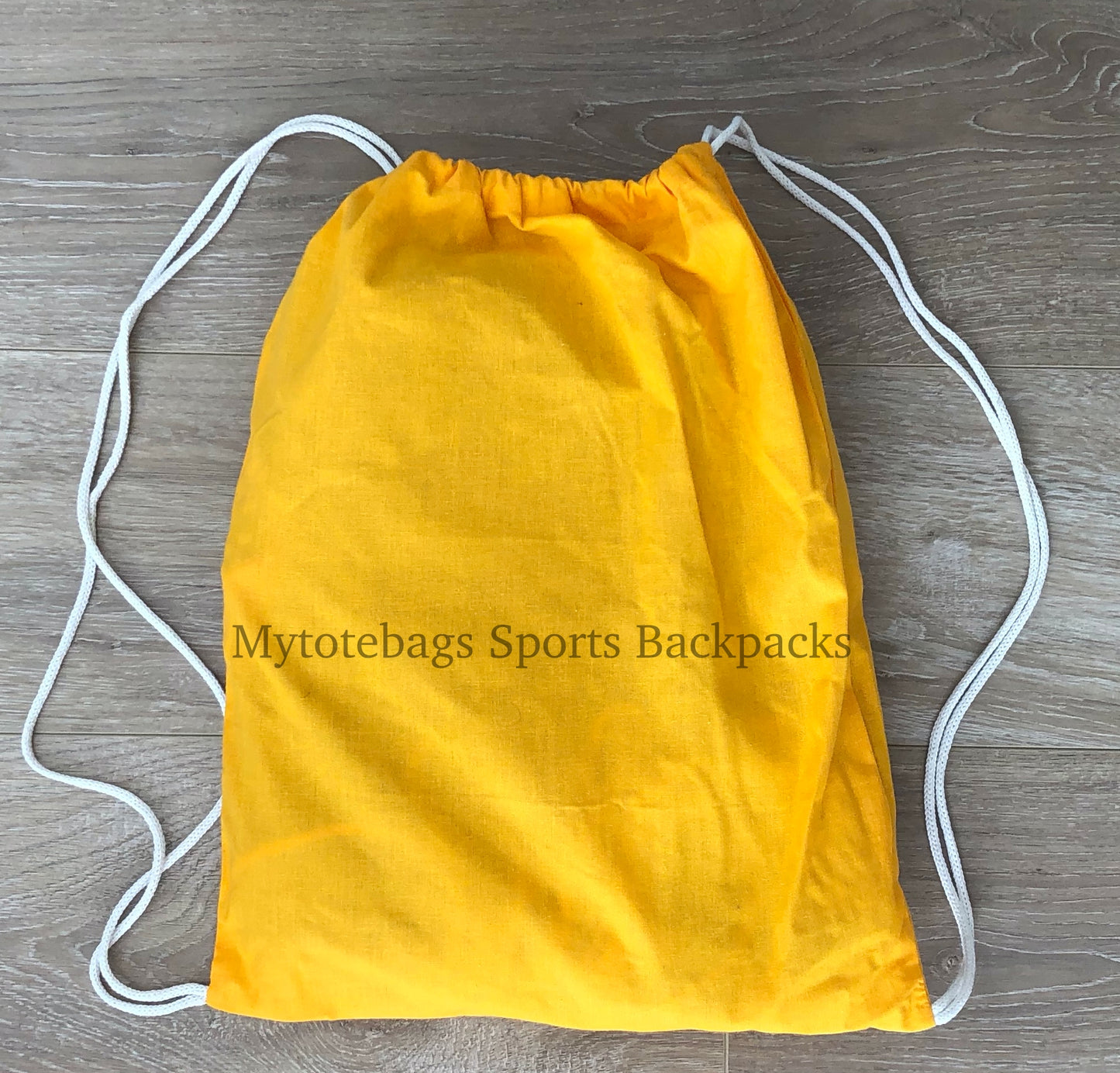 Bulk Cheap Canvas Cotton Drawstring Backpacks Tote Bags yellow