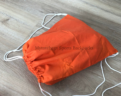 Bulk Cheap Canvas Cotton Drawstring Backpacks Tote Bags orange red