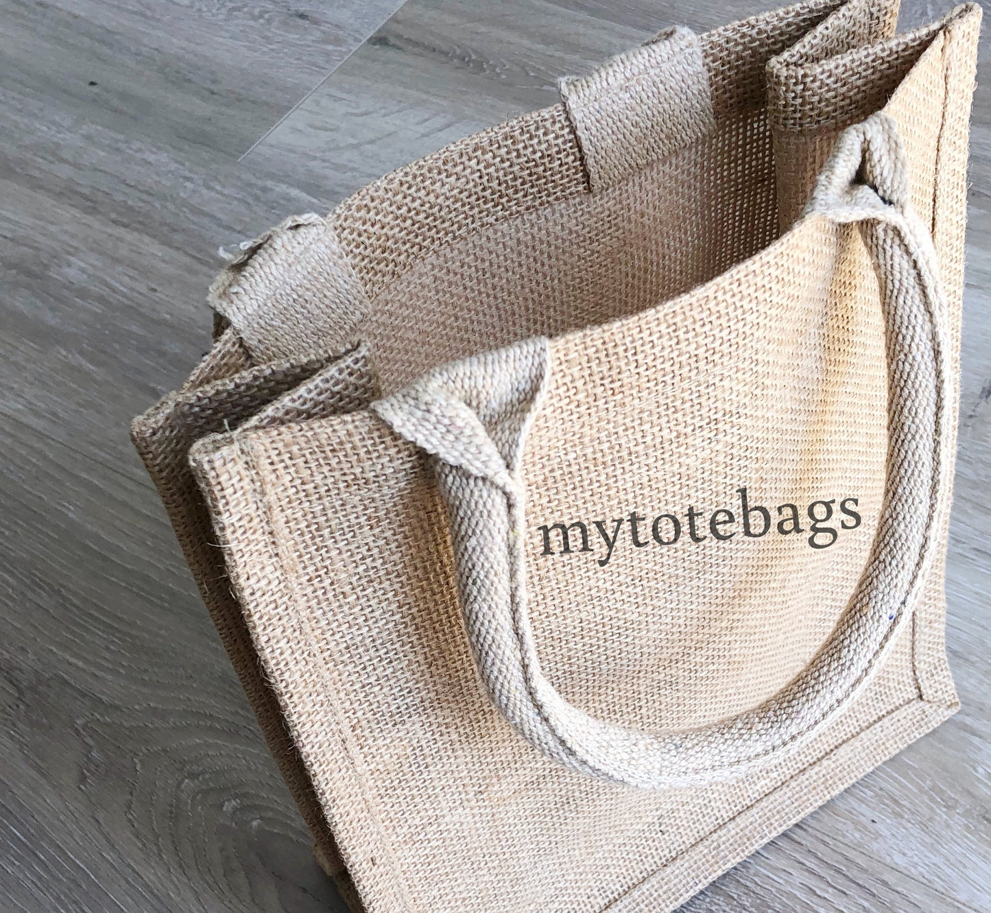 Small Size Burlap Jute Tote Bags, Blue Color Natural Rustic Gift Bag, BBS02