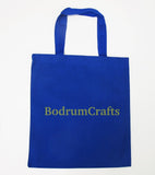 Wholesale Heavy Duty Plain Canvas Tote Bags, Flat, Standard Size Blue Cheap Blank Bags
