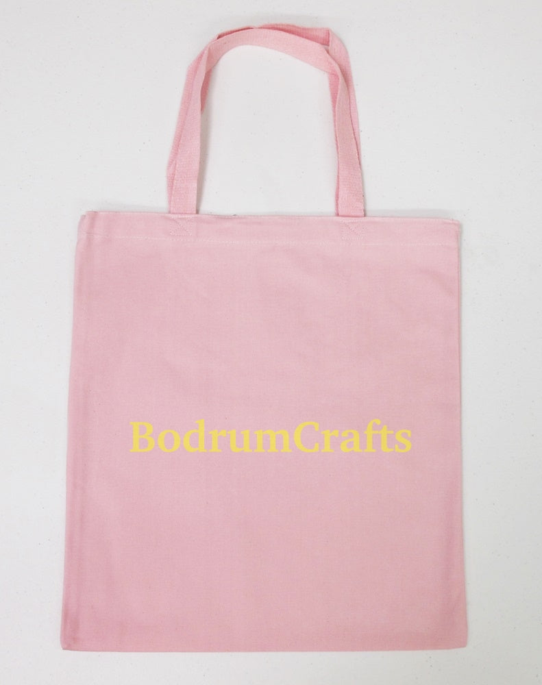 Wholesale Heavy Duty Plain Canvas Tote Bags, Flat, Standard Size Bulk Pink