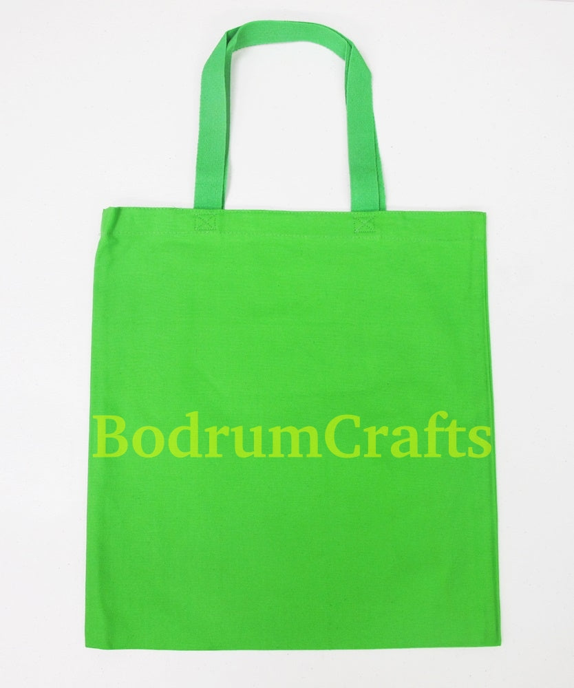 Green Wholesale Heavy Duty Plain Canvas Tote Bags, Flat, Standard Size