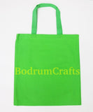 Green Wholesale Heavy Duty Plain Canvas Tote Bags, Flat, Standard Size