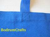 Wholesale Heavy Duty Plain Canvas Tote Bags, Flat, Standard Size Blue Color