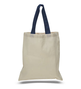 Color Handles Cotton Tote Bags, Eco-Friendly Cheap Totes