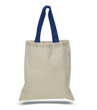 Color Handles Cotton Tote Bags, Flat, TBC01 (15" x 16")