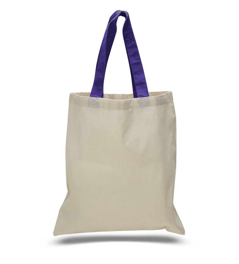 Color Handles Cotton Tote Bags, Flat, TBC01 (15" x 16")