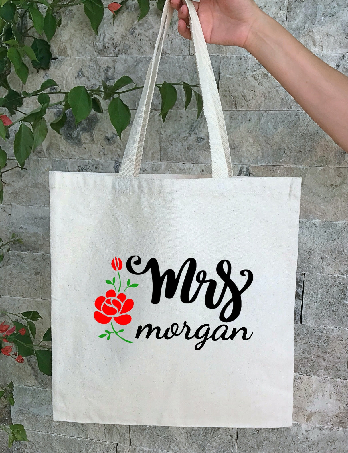 Personalized Wedding Canvas Gift Tote Bags, Custom Bride Bags, PWB23