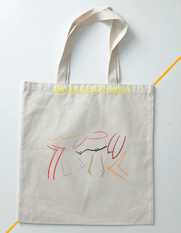 Custom Funny Canvas Gift Tote Bags, Boobs Printed Bags Personalized