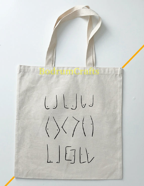Funny Custom Design Canvas Tote Bags, Boobs Printed Cute Gift Bags